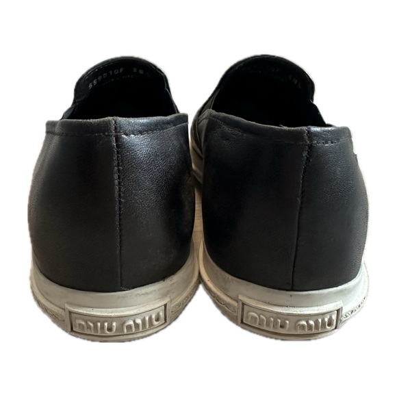 Miu Miu Metal Cap Toe Leather Slip On Sneakers - Picture 10 of 11